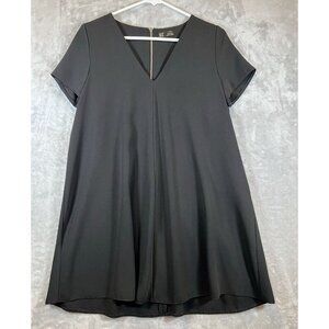 Zara TRF Collection Black Dress‎ V Neck Short Sleeve Back Zip Detail Size Small